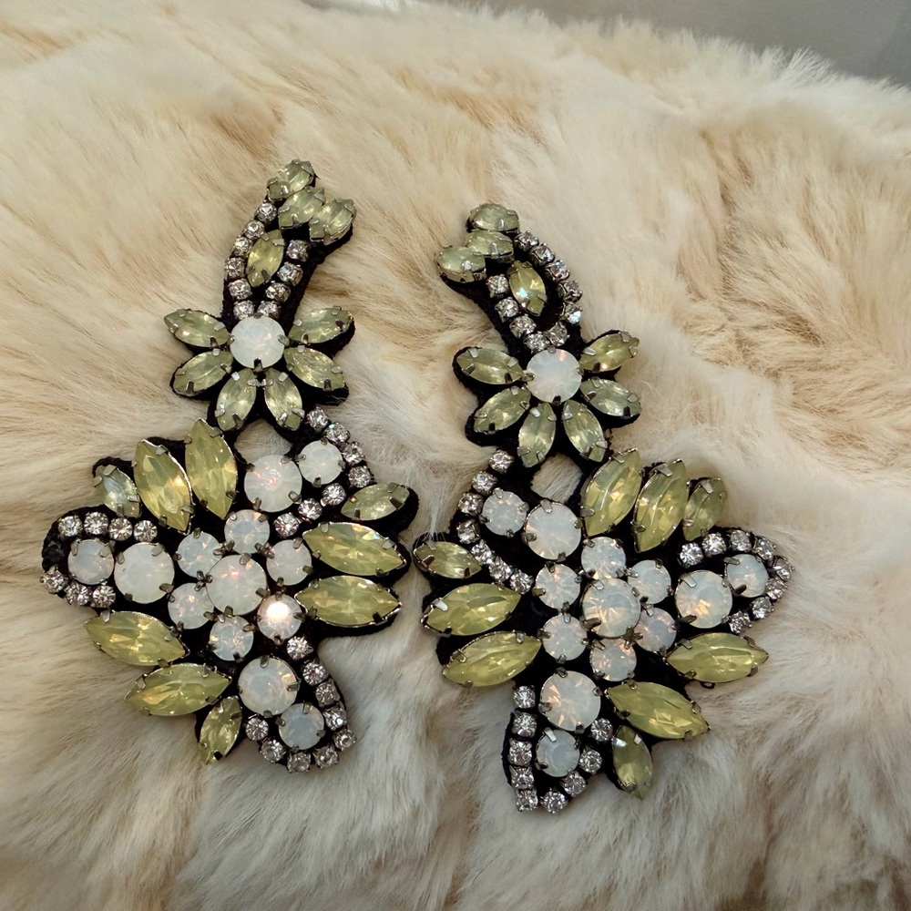 J. Crew Crystal Floral Earrings in Yellow and White